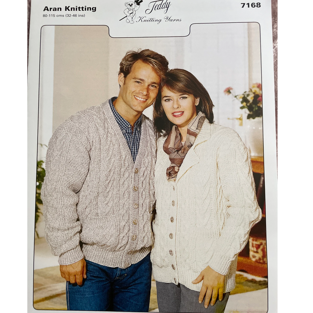 Teddy Family Adult Jumpers Aran Knitting Pattern 7168