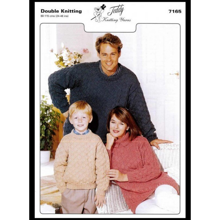 Teddy Family Adult & Children Jumpers DK Knitting Pattern 7165