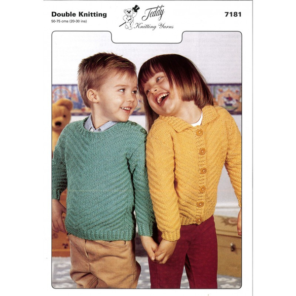 Teddy Jumper & Cardigan DK Knitting Pattern 7181