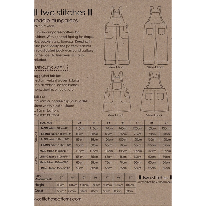 Kids Freddie Dungarees and Pinafore Dress Sewing Pattern