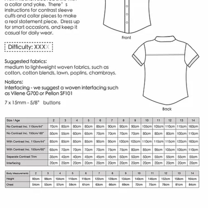 Kids Shirt Sewing Pattern