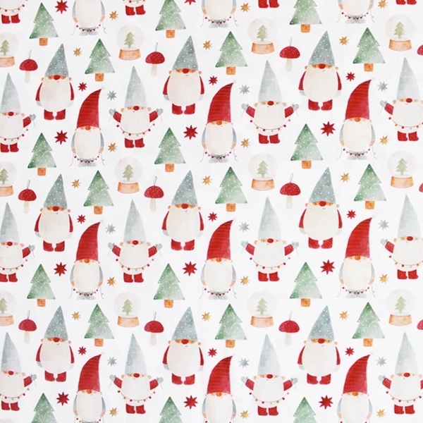 White Christmas Gonk Cotton Fabric