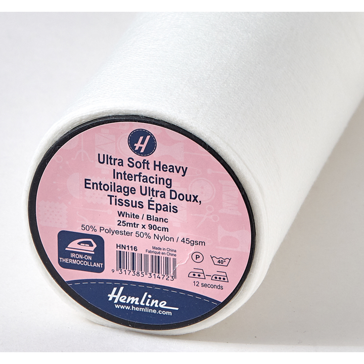 White Ultra-Soft: Heavy: Iron-on Interfacing - 90CM