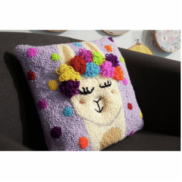 Punch Needle Cushion Llama