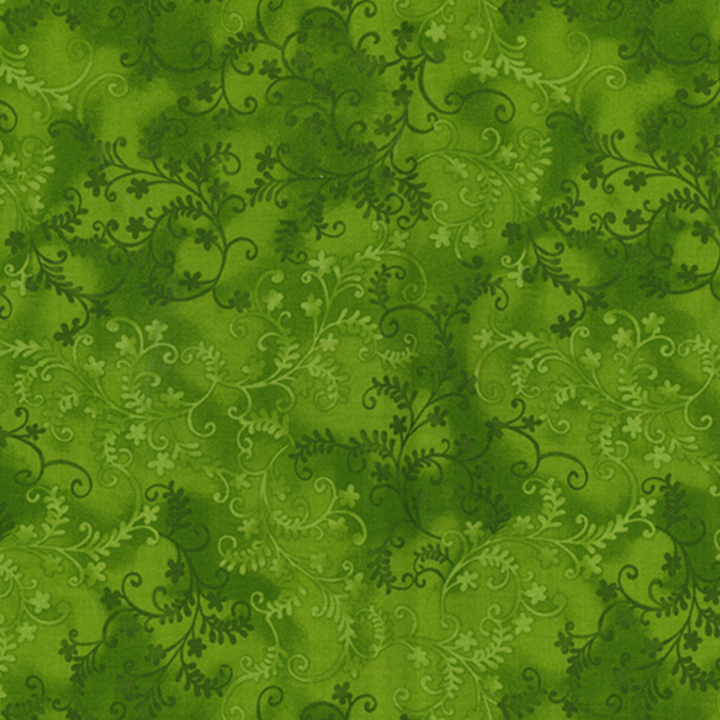 Lime Green  Vine Cotton Fabric