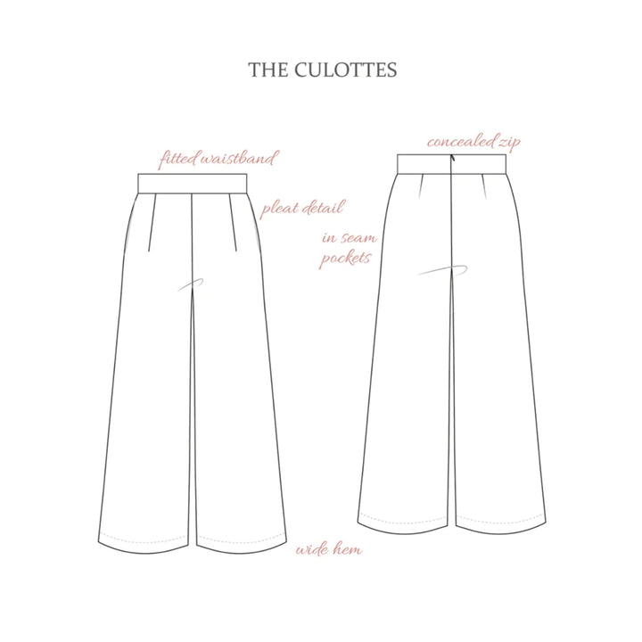 The Culottes Trousers Sewing Pattern-Sketch