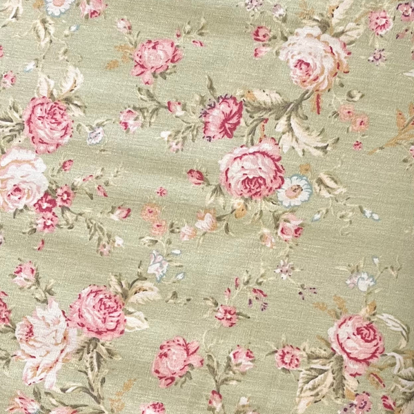 Vintage Green Rose Cotton Poplin Fabric