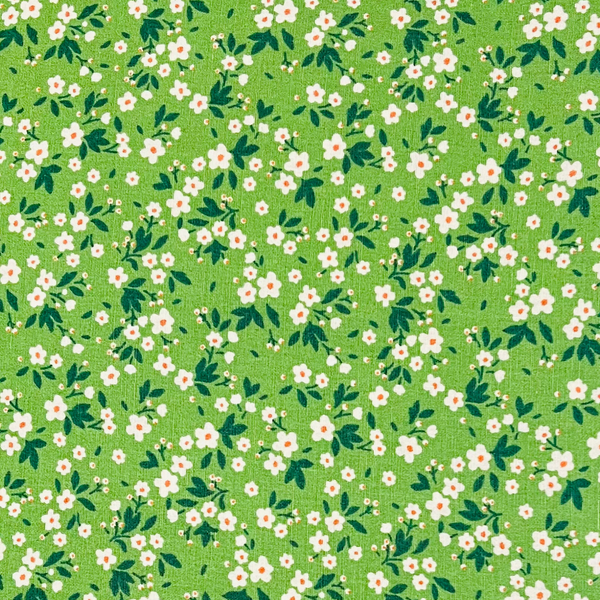 Green Floral Cotton Poplin Fabric